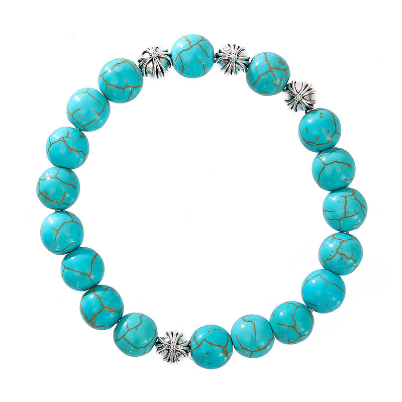 Cross Teal Bead Bracelet